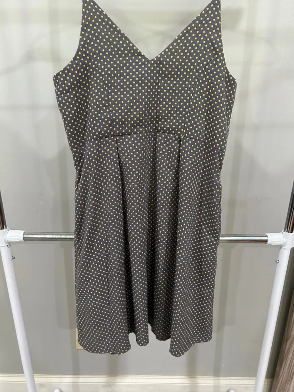 Umgee Gray Spaghetti Strap Polka Dot Button-Front Mini Dress - Picture 6 of 10